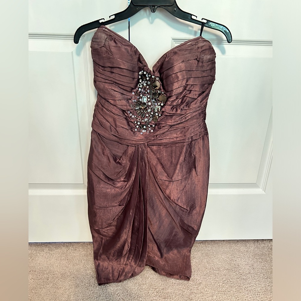 Bebe Metallic Purple Tulip Dress